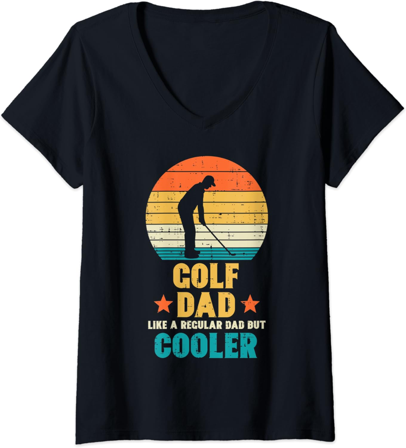 Womens Golf Dad Cooler Retro Fathers Day Golfer Daddy Papa Men VNeck T